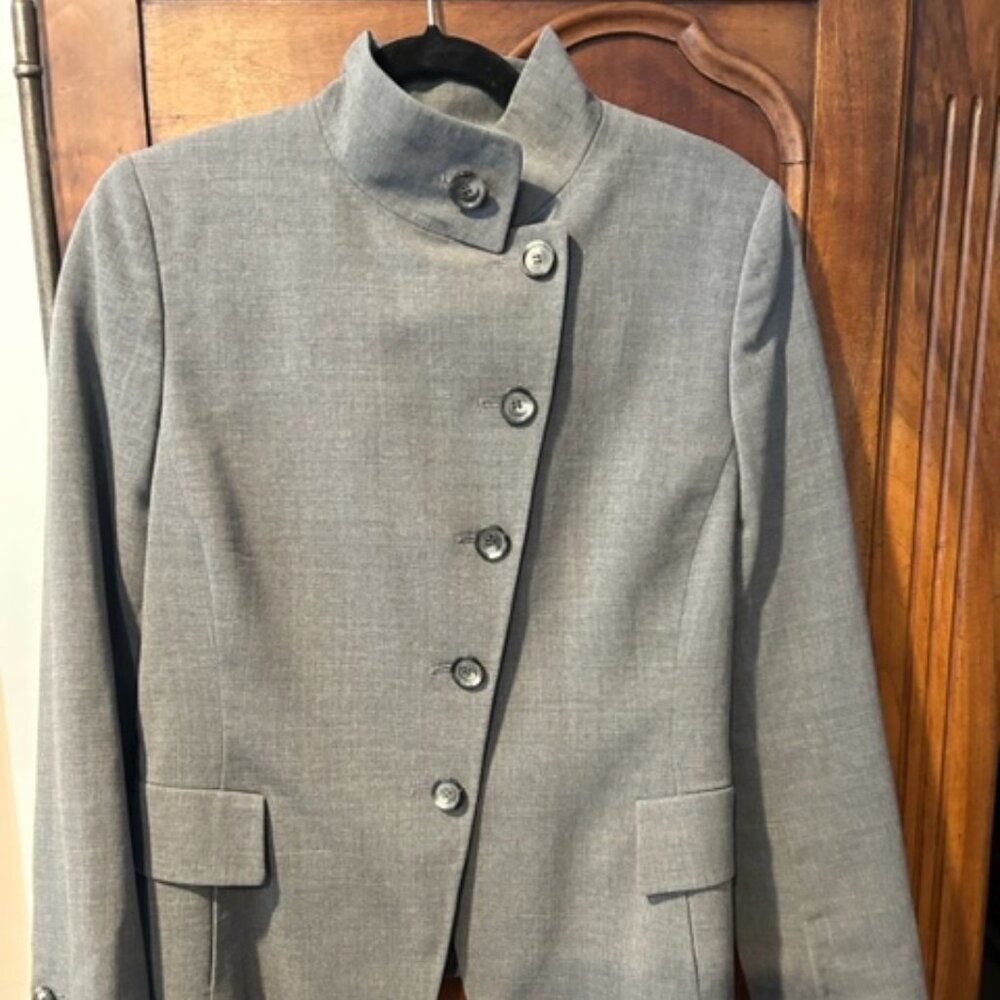 Grey Akris double-face wool jacket, size 10